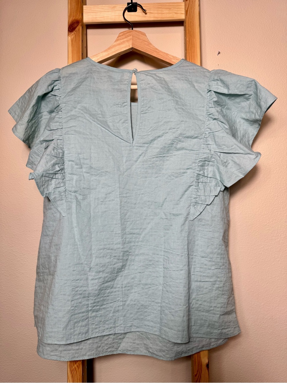 A New Day Light Blue Flutter Sleeve Blouse Top Size XL - Picture 2 of 6